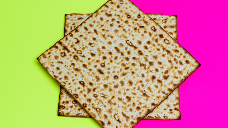 Matzo against colorful background