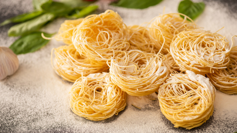 nests of capellini pasta