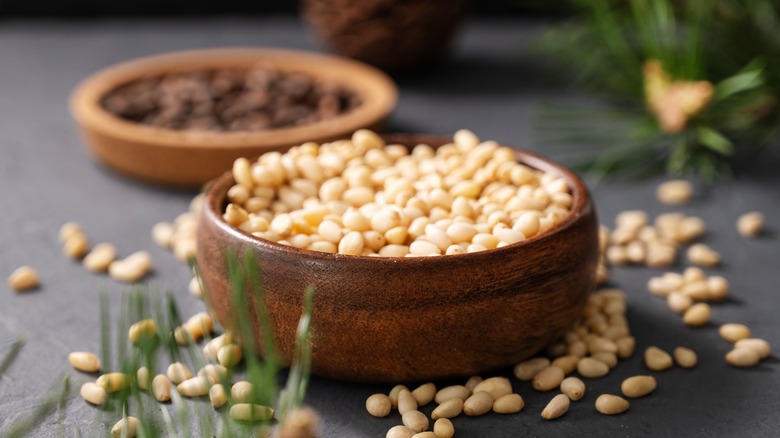 Bowls of pine nuts