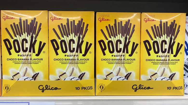 Choco banana pocky on shelf