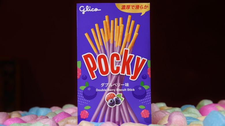 Pocky box on colorful styrofoam