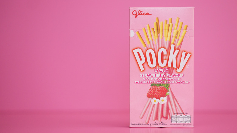 Pocky box on pink background