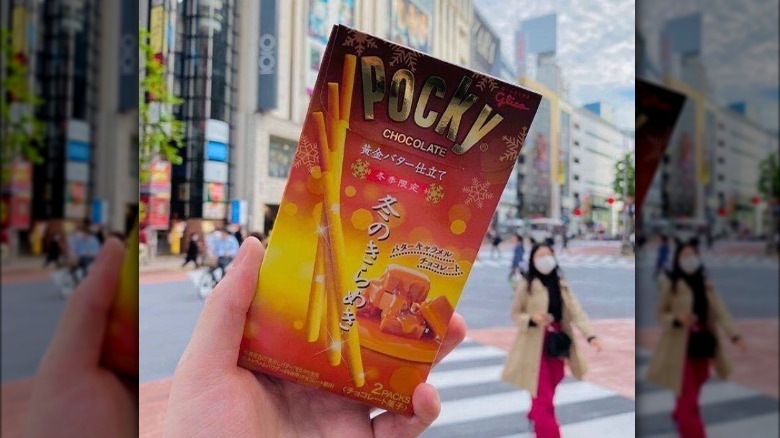 Pocky with Tokyo city backdrop