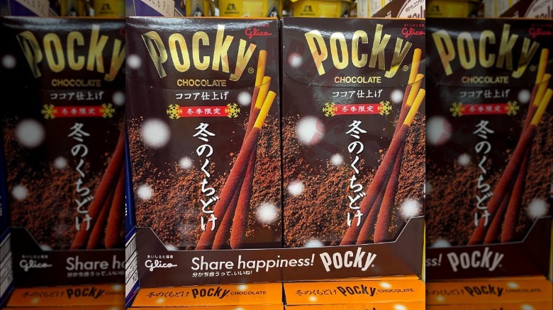 Pocky boxes on shelf