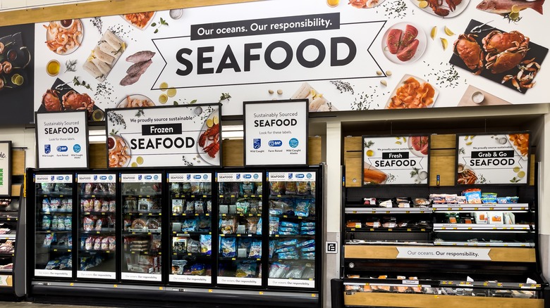 Seafood at grocery store