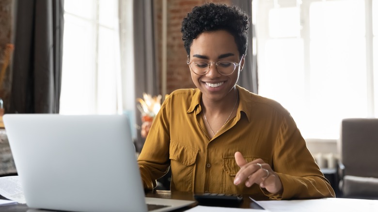 Woman working on computer