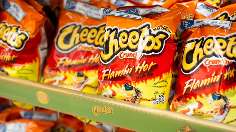 Bags of Flamin' Hot Cheetos