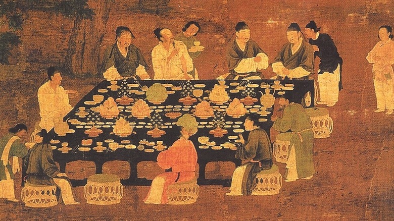 Painting of an outdoor banquet during China's Song Dynasty