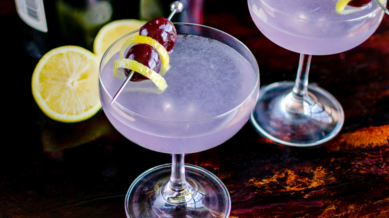 Gin and Crème de Violette cocktails