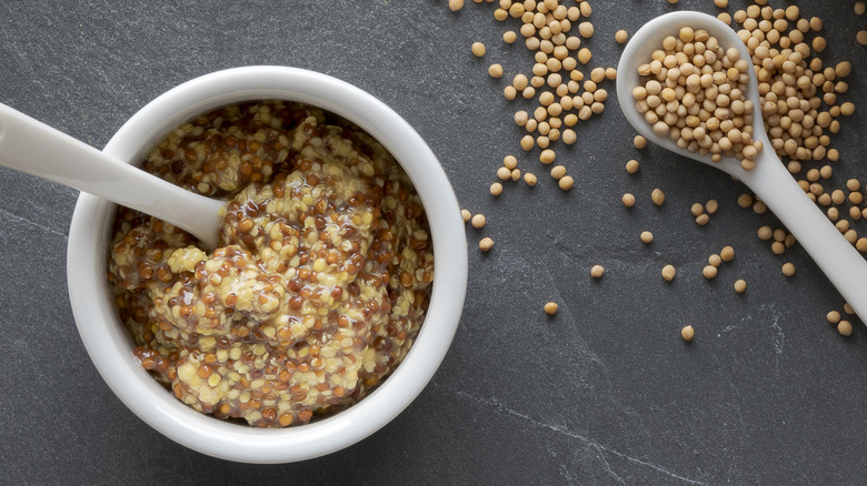 Small pot of French mustard