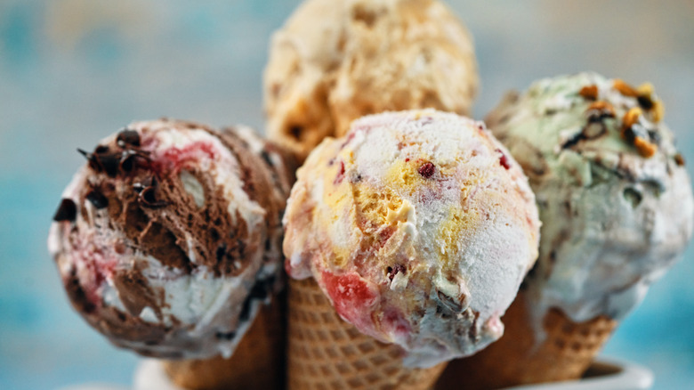 various ice cream cones
