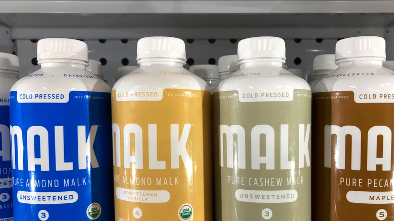 Bottles of Malk in supermarket