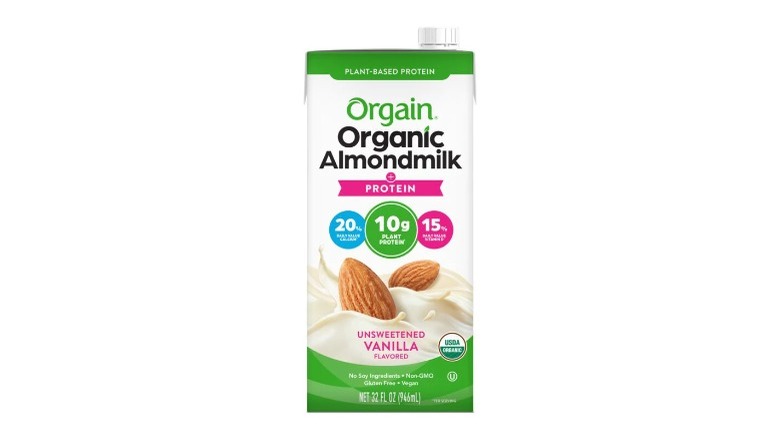 Carton of Orgain almond milk