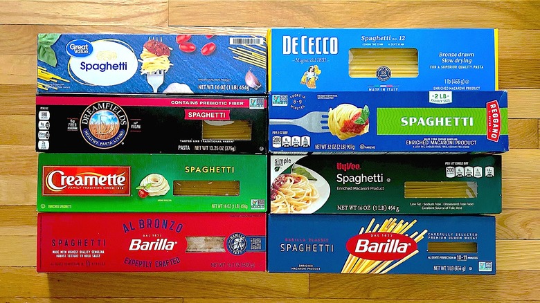 Assorted boxed spaghetti brands