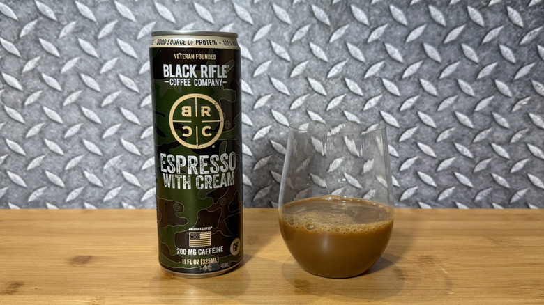 Can and glass of Black Rifle coffee