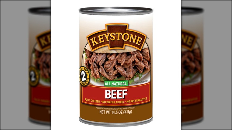 Can of Keystone beef