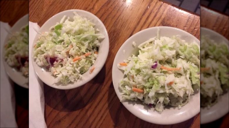 Two bowls of Cracker Barrel coleslaw