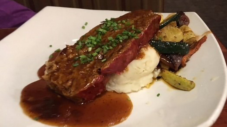 Claim Jumper meatloaf on plate