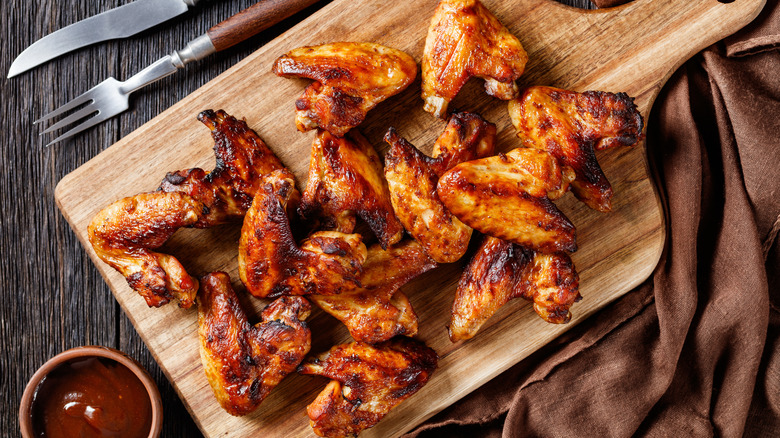 Fried wings cutting board