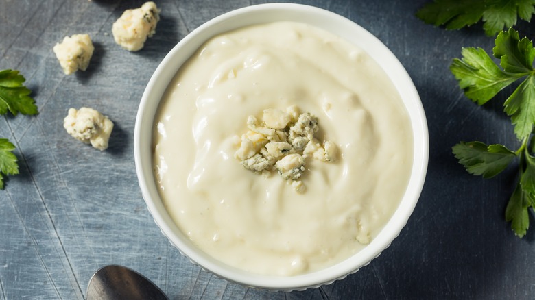 Bowl of blue cheese dressing