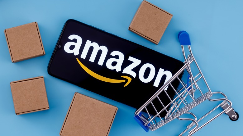 Amazon logo in shopping cart