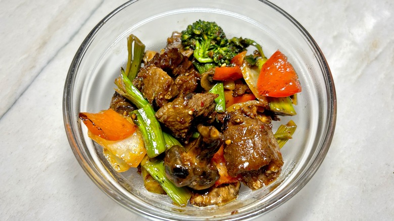 Black Pepper Angus Steak in a bowl