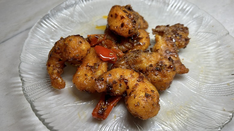 Chili Crisp Shrimp on a plate