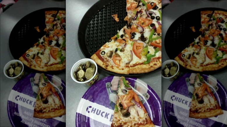 Veggie pizza at Chuck E. Cheese