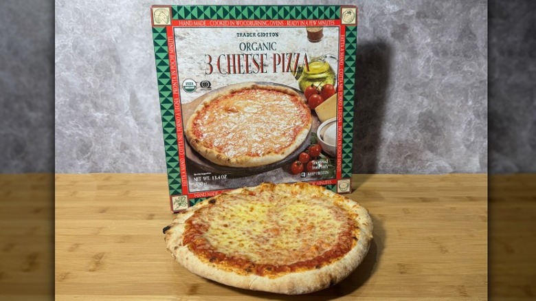 Trader Joe's organic 3 three cheese pizza with its box