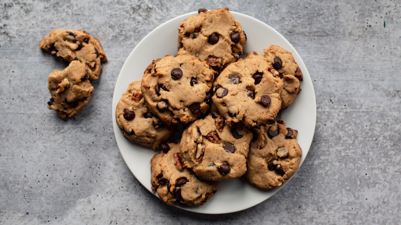 Plate of chocolate chip cookies