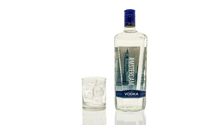 New Amsterdam vodka bottle and cup