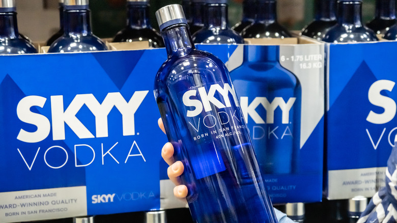 Blue Skyy vodka bottle
