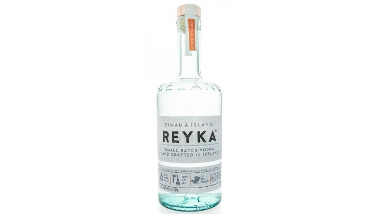 Reyka vodka bottle on white background