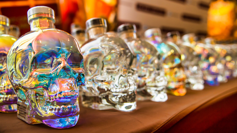 Skull-shaped vodka bottles