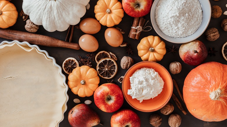 fall fruits and baking ingredients