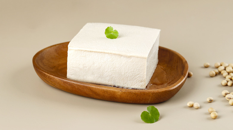 Silken tofu on plate