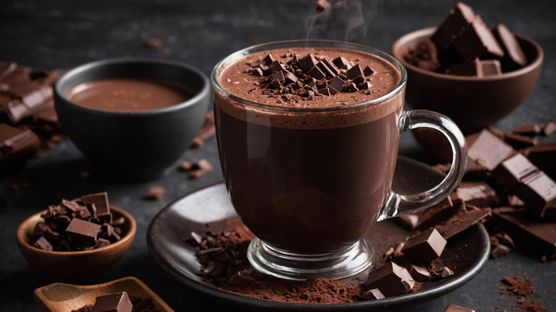 A cup of dark hot chocolate