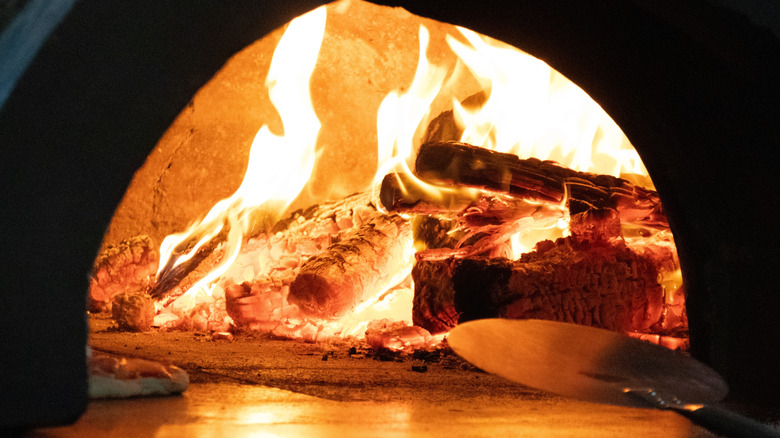 flaming pizza oven