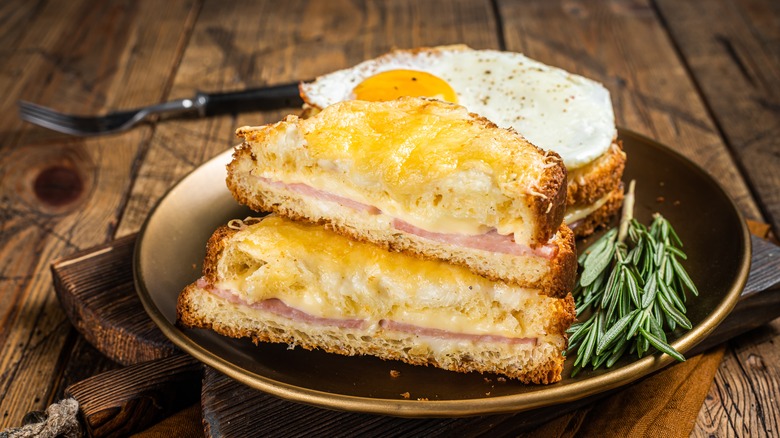 Croque Monsieur sandwich on a plate