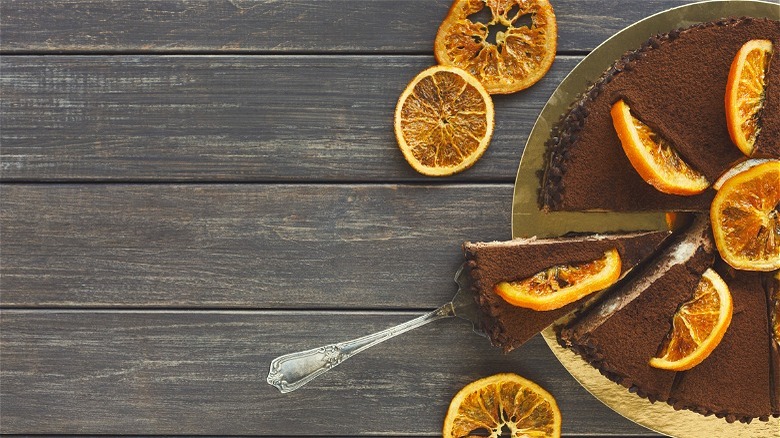 Chocolate cake with orange slices