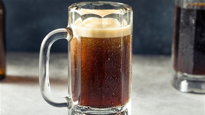 Mug of frothy foot beer