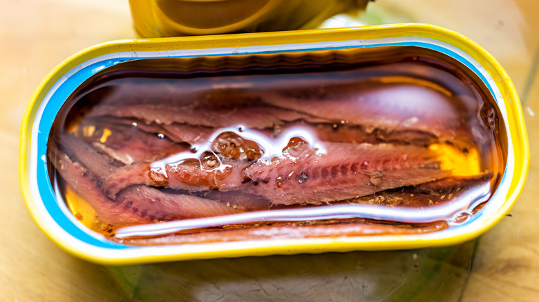 Canned anchovies in oil