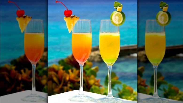 Two garnished sunrise mimosas