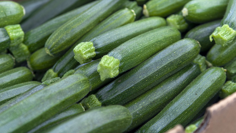 Pile of green zucchini