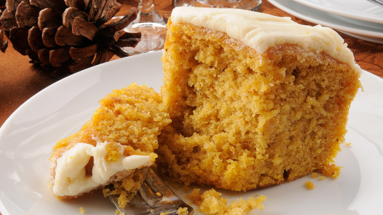 A slice of pumpkin cake