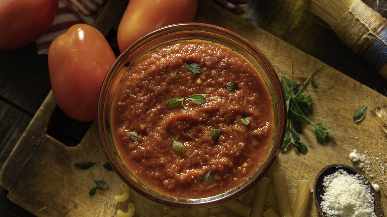 bowl of red salsa