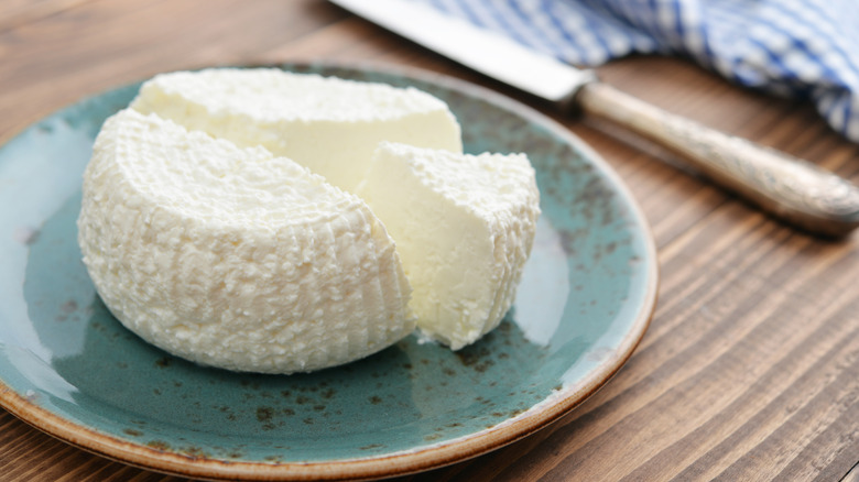 Ricotta cheese on plate