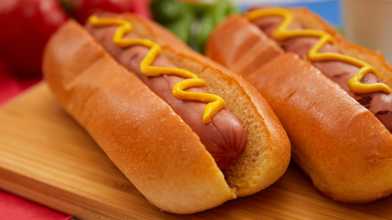 hot dogs with mustard