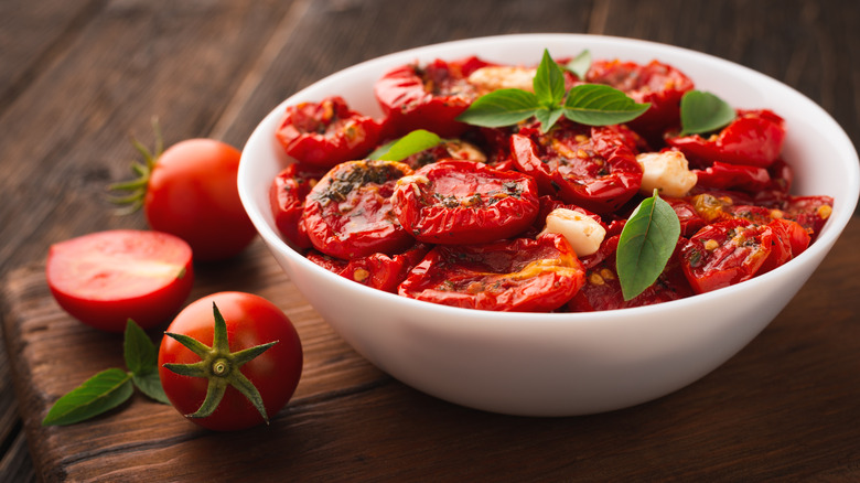 Dried cherry tomatoes in a bowl