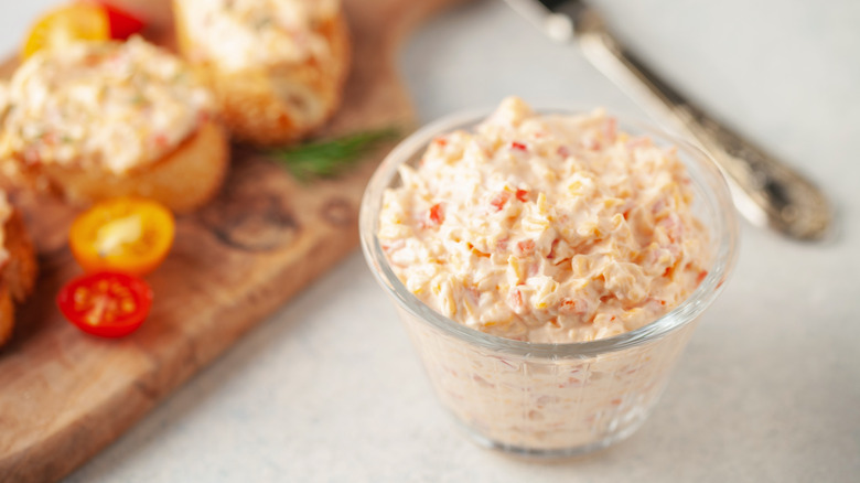 Pimento cheese spread with bruschetta